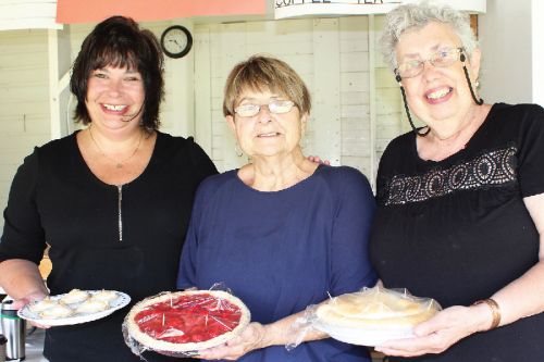 The pie part of Pie in the Sky — Tammy Duffy, Anne Thomlison and Rosetta McInnes with their wares. Photo/Craig Bakay